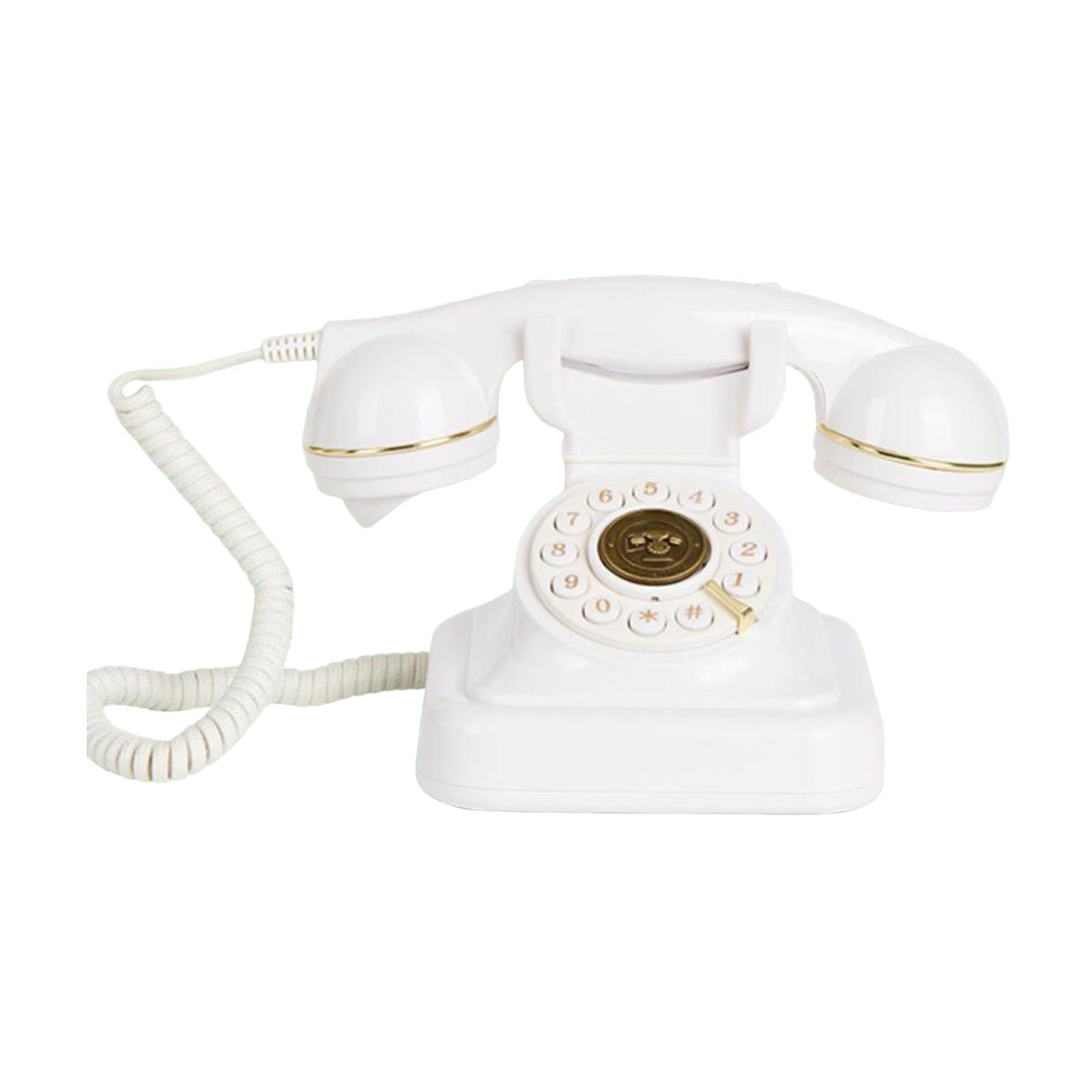 Bothyi - Teléfono Retro Con Cable Decorativo Vintage Teléfono Antiguo Para Dormitorio Estudio Decoración Del Hogar Blanco