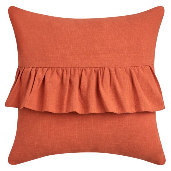 REGALWOVEN Fundas de Cojín Decorativas Boho Sólidas Juego de 1 con Volantes para Sofá Sala de Estar Decoración del Hogar Naranja 18" x 18"