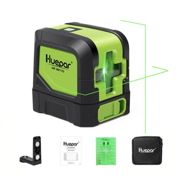 Nivel laser Huepar, 2 Lineas verdes en cruz, Autonivelante. 25 metros. Huepar 9011g