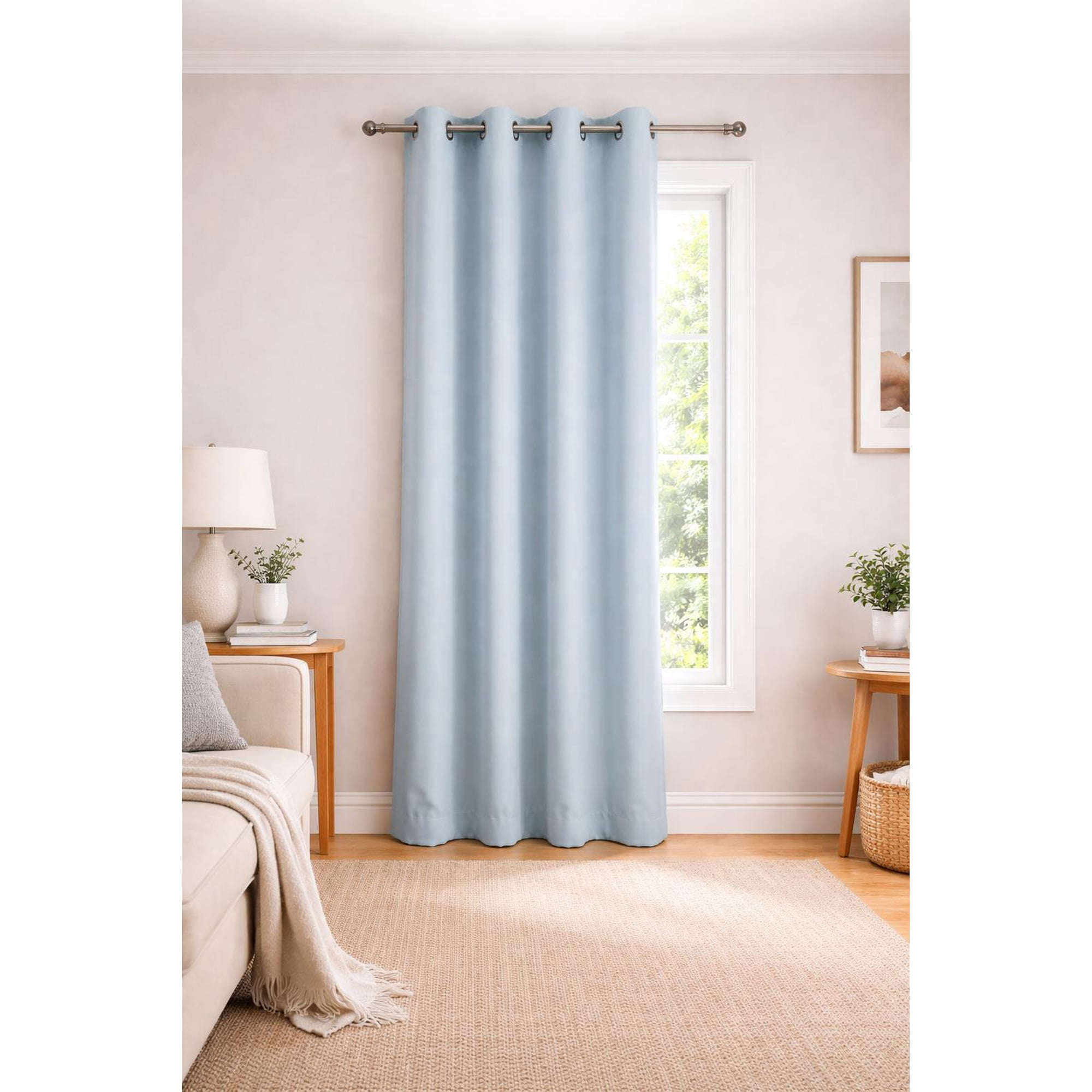 Clems - Cortina 100% Blackout De Tela Engomada 1 Paño Azul Cielo