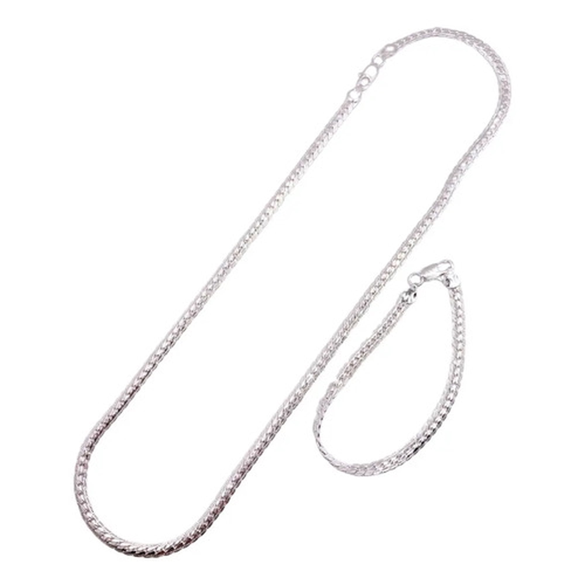 Marca - Conjunto Collar Y Pulsera, 5mm, 55/19 Cms, Plata 925, Unisex Plateado