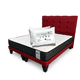 thumbnail image 1 of Cama Dos Plazas con Colchon + Pack de Almohadas Tapizado en Lino Rojo, 1 of 6