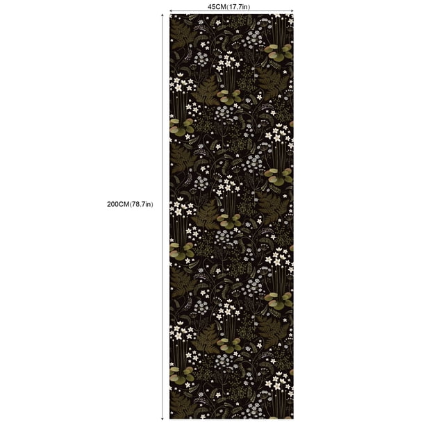 1pc, 17.7in*78.7in Dark Flower Mural, Peel And Stick Forest Plant Flower Wallpaper, Flower Wallpaper, Forest Animal Wall Mural, Removable Wallpaper, Repositionable Wallpaper