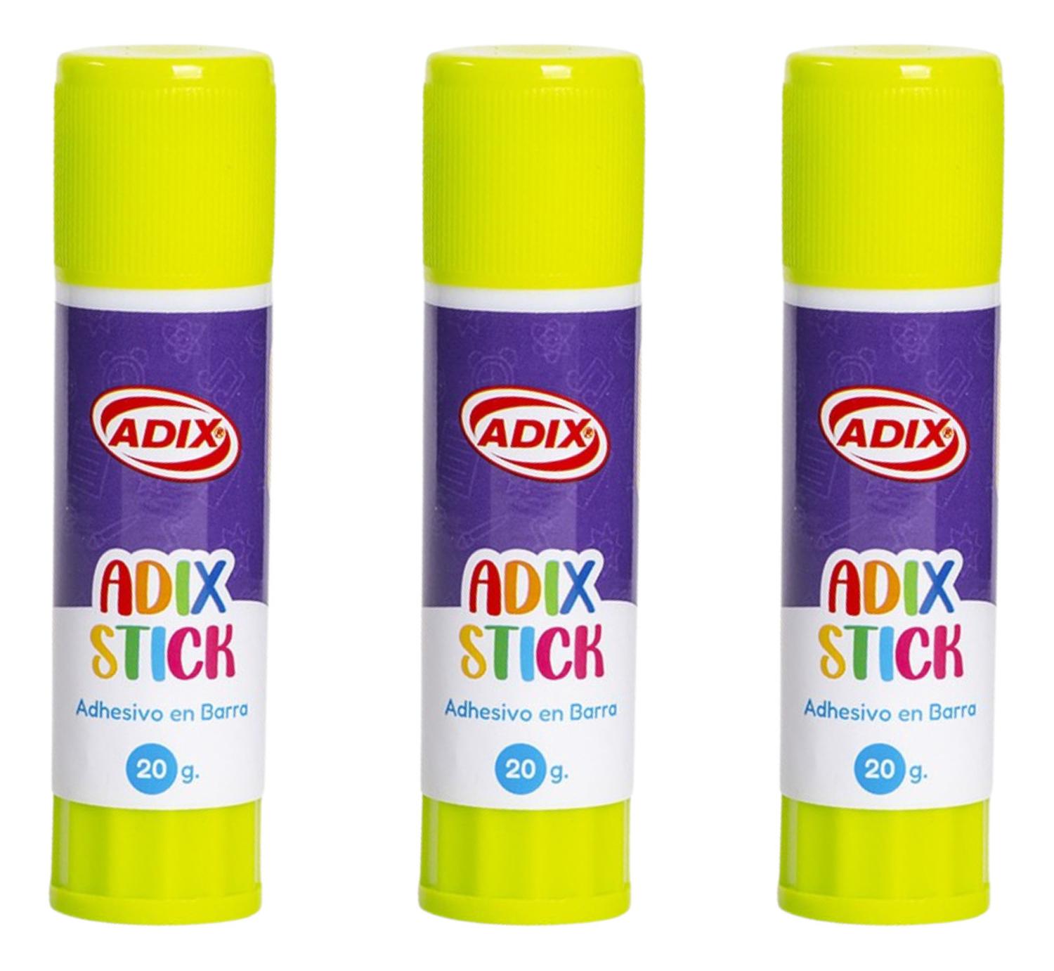 Pegamento, Adhesivo En Barra 20 Gr. 3 Unidades, Adix