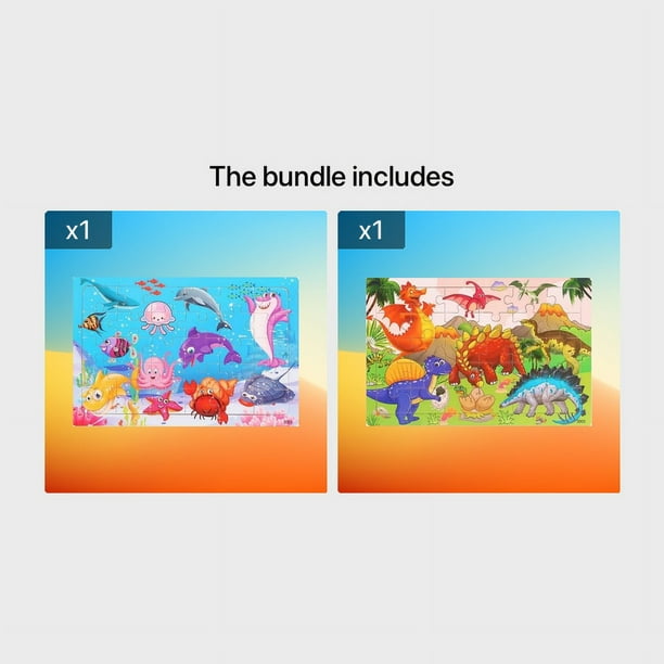 30 Pieces Insert Wooden Puzzles, Dinosaur, Etc.