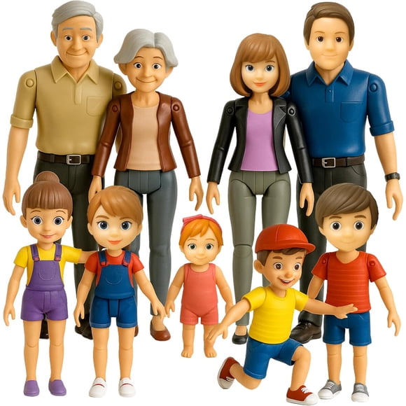 Figuras TOMLEON articuladas para casa de muñecas, 9 piezas