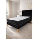 thumbnail image 1 of Cama Europea Plaza y Media Capitoné Negra Felpa Premium con Colchón | Base Dividida y Respaldo Alto, 1 of 3