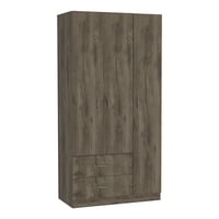 Fm Furniture - Closet 3 Puertas 2 Cajones Café Oscuro 180X90X47 Cm