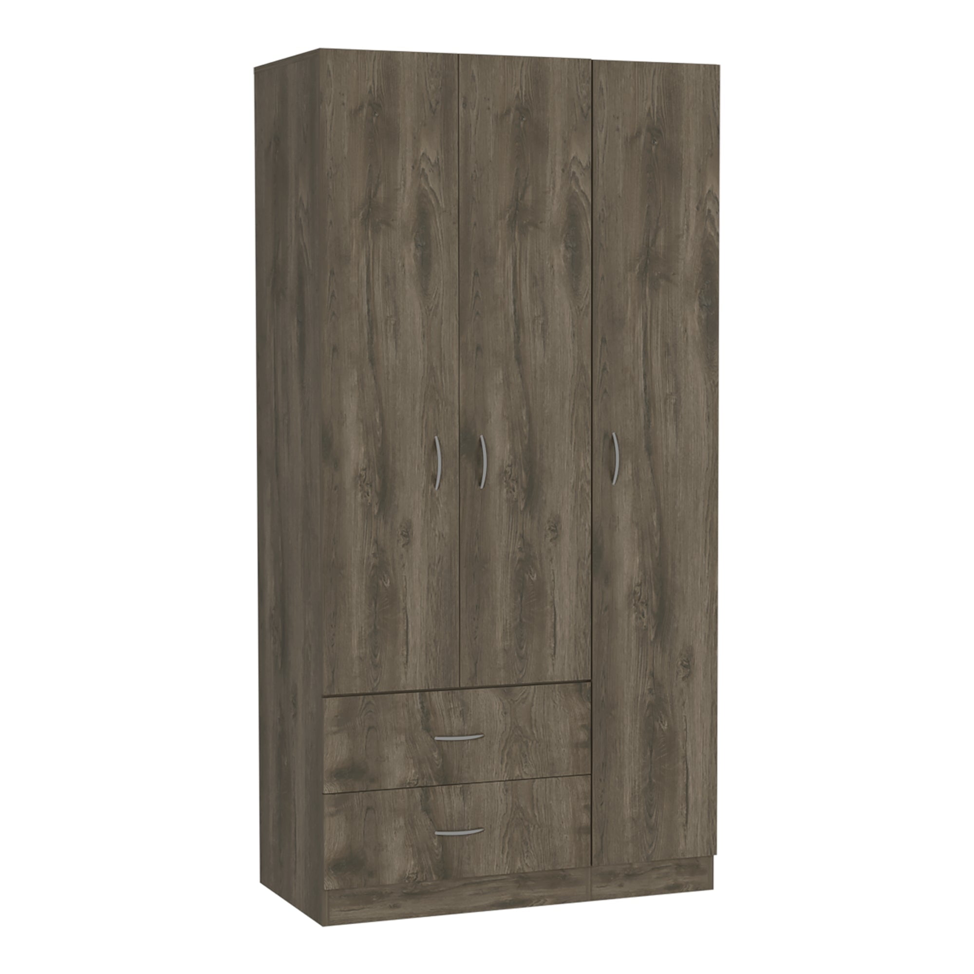 Fm Furniture - Closet 3 Puertas 2 Cajones Café Oscuro 180x90x47 Cm