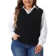 thumbnail image 1 of Agnes Orinda Chaleco de Suéter Talla Grande para Mujeres Cuello en V Chalecos de Punto Sólidos Clásicos Sin Mangas Suéteres Tops 3X Negro, 1 of 6