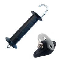 Ioensy - Juego De Manija Y Anclaje Para Puerta De Cerca Eléctrica, Resistente, Para Granjas, Ranchos Y Agricultura, Color Negro