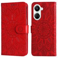 Funda Tipo Cartera Foxdock Para Huawei Nova 10 Se , Diseño Girasol En Relieve, Cuero Pu, Cierre Magnético, Soporte Y Tarjetero