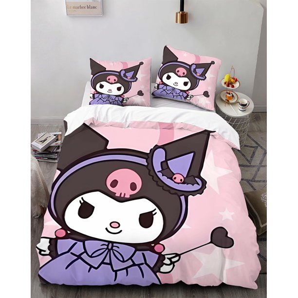 3 Piece Anime Bedding Set 3D Printed Cartoon Soft Duvet Cover Set for Bedroom -Queen