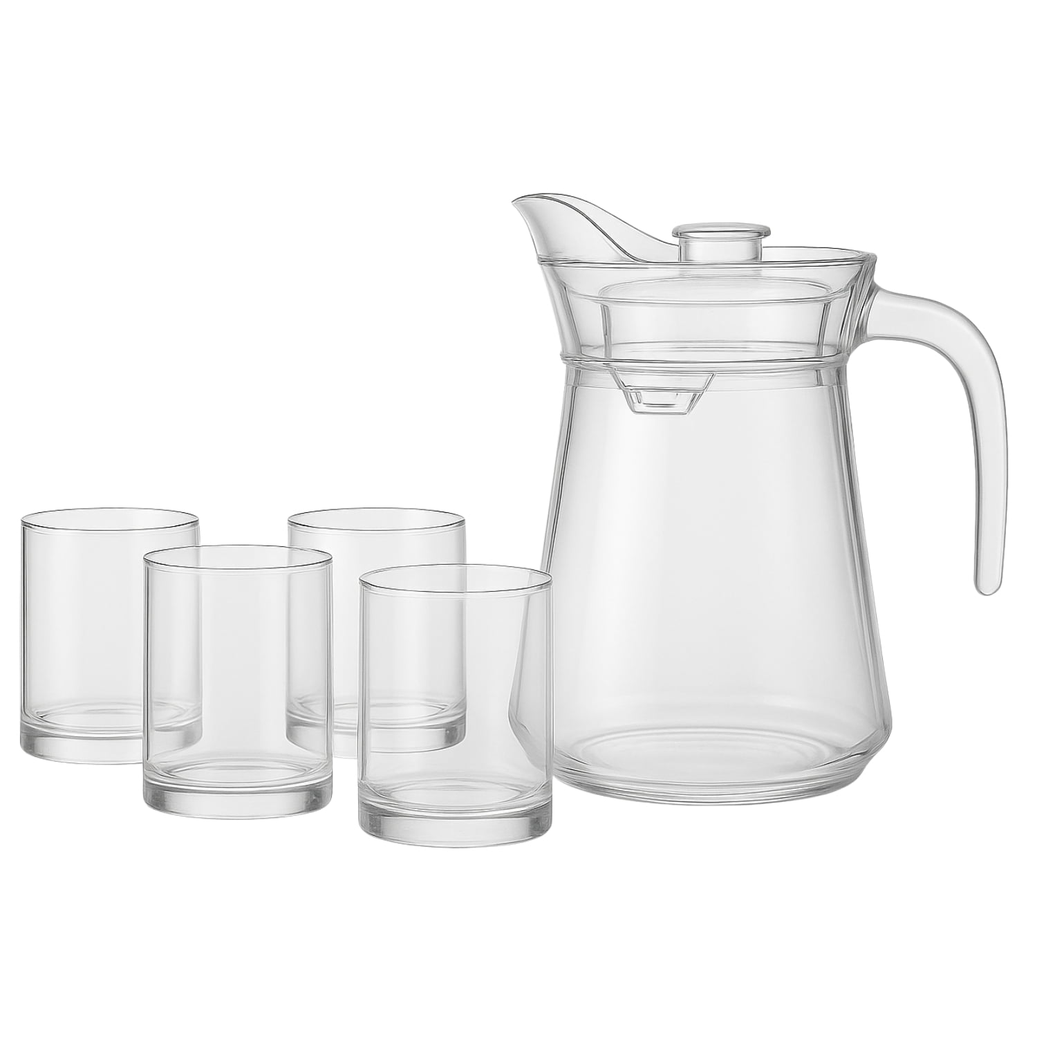 Disparo - Set Jarra Vidrio Con 4 Vasos 1300ml 330ml Menaje Mesa