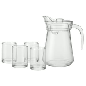Disparo - Set Jarra Vidrio Con 4 Vasos 1300Ml 330Ml Menaje Mesa