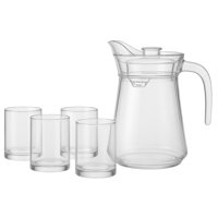 Disparo - Set Jarra Vidrio Con 4 Vasos 1300Ml 330Ml Menaje Mesa