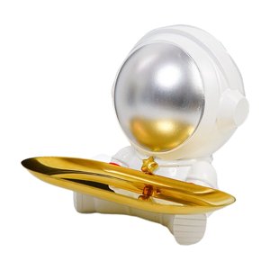 Magideal - Estatua De Nórdico Con Bandeja, Soporte Para Artículos Diversos, Manualidades Espaciales, Llavero De Resina Para Decoración De Escritorio, , Blanco Plateado