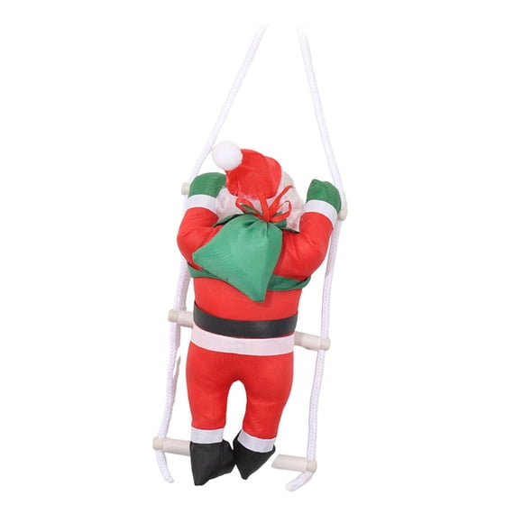 Adorno Colgante De Papá Noel Trepando Por Una Escalera De Cuerda Para Pared De Casa De Campo, 25 Cm, Papá Noel Individual