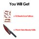 thumbnail image 2 of Accesorio de Halloween LENOAPHYS Cuchillo Sangriento de 40 cm y 10 Tatuajes de Cicatrices, 2 of 8