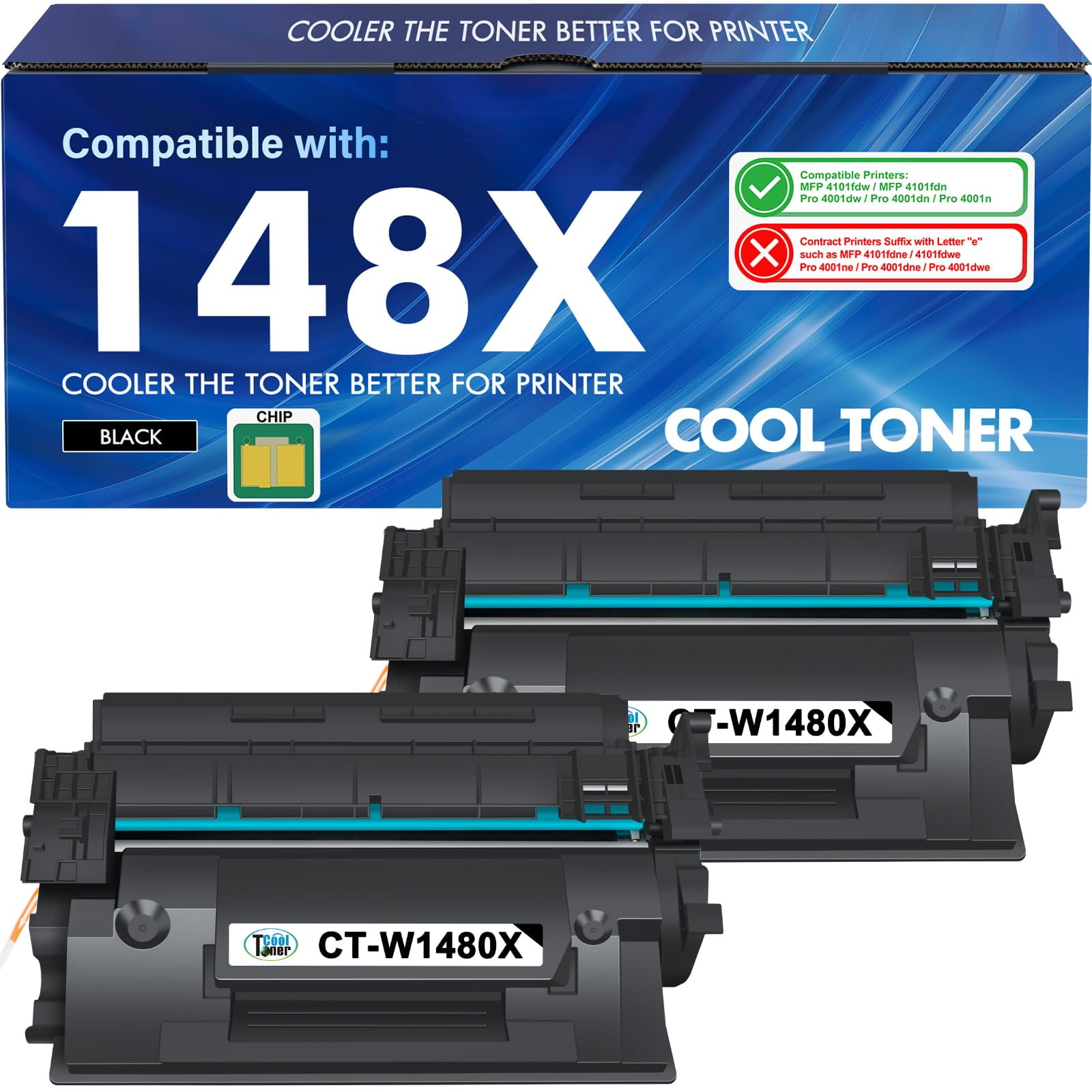 Cartucho De Tóner Cool Toner 148x Negro De Alto Rendimiento De 9.500 Páginas