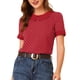 thumbnail image 5 of INSPIRE CHIC Blusa de Mujer con Cuello Peter Pan en Contraste, Mangas Cortas con Lunares, Talla 3XL, Rojo, 5 of 7