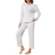 thumbnail image 4 of INSPIRE CHIC Conjuntos de Pijama para Mujer de Manga Larga Ropa de Dormir Cómoda Conjunto de 2 Piezas para Otoño Invierno 2026 Mediano Gris Claro, 4 of 6