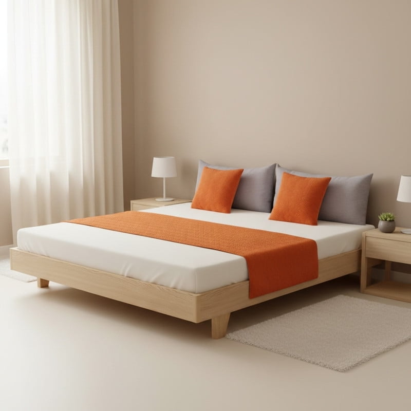 Genérico - Juego De Piecera De Terciopelo Plush Medida 70x210cm Pie De Cama Naranja