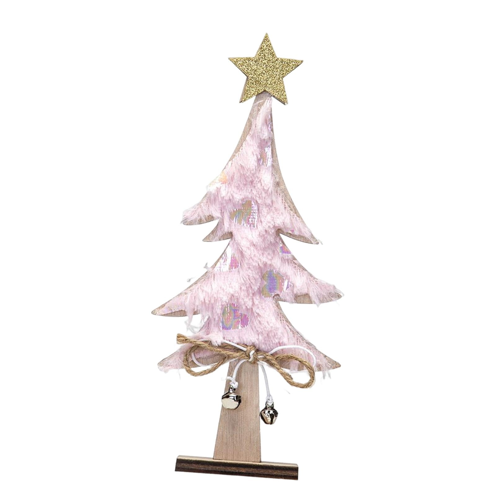 Bothyi - Decoración De Mesa De Árbol De Navidad De Madera De 8,66 "h Para Ventana, Escritorio, Navidad, Color Rosa