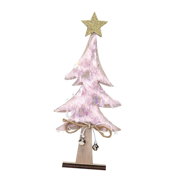 Decoración De Mesa De árbol De Navidad De Madera De 8,66 "H Para Ventana, Escritorio, Navidad, Color Rosa