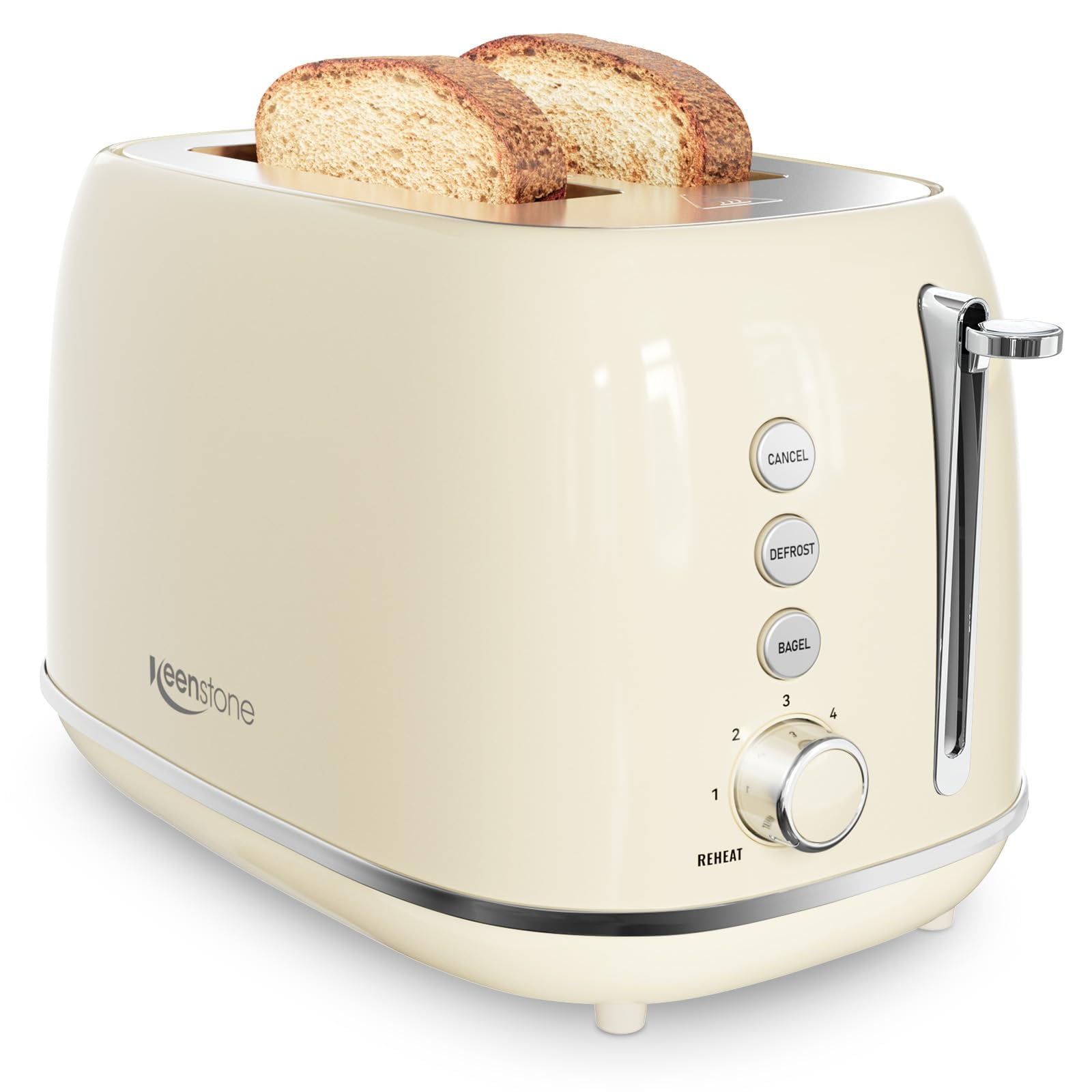 Tostadora Keenstone Retro De Acero Inoxidable Beige Para 2 Rebanadas