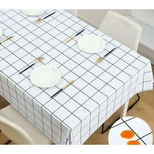 Genérico - Mantel Impermeable 140X220 Blanco/Negro Antiquemaduras