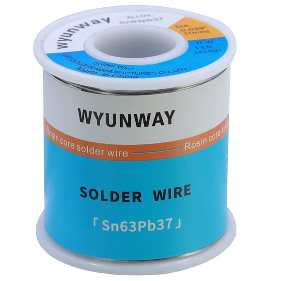 Alambre de soldadura Wayunway 63/37 de estaño/plomo con núcleo de resina fundida, 450 g