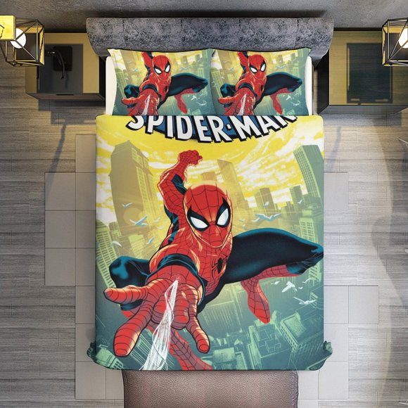 Beyond AmazingThe Amazing Spider-Man 3 Piece Sets Full/Queen Size - Reversible Microfiber Quilts with 2 Shams Soft Lightweight Bedspread Coverlet Comforter for All Season Bed Sheets