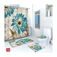 Genérico - Cortina De Ducha Con Set De Alfombra Tapete