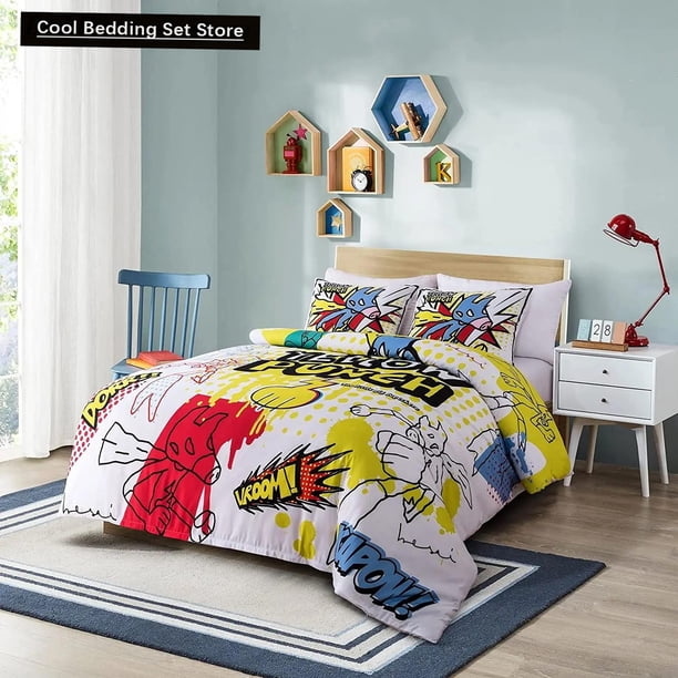 Tye Dye Duvet Cover Yellow Aesthetic Anime Boys Zippered Bedding Sets Twin Size Kid Bedroom Set Divet Soft Polyester Qulit Cover Bed Sheets