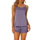 thumbnail image 1 of Conjunto de Pijama de Satén para Mujer de INSPIRE CHIC con Ribete de Encaje, Camisola y Shorts con Tirantes Ajustables, Ropa de Descanso Sedosa XS Gris Púrpura, 1 of 6