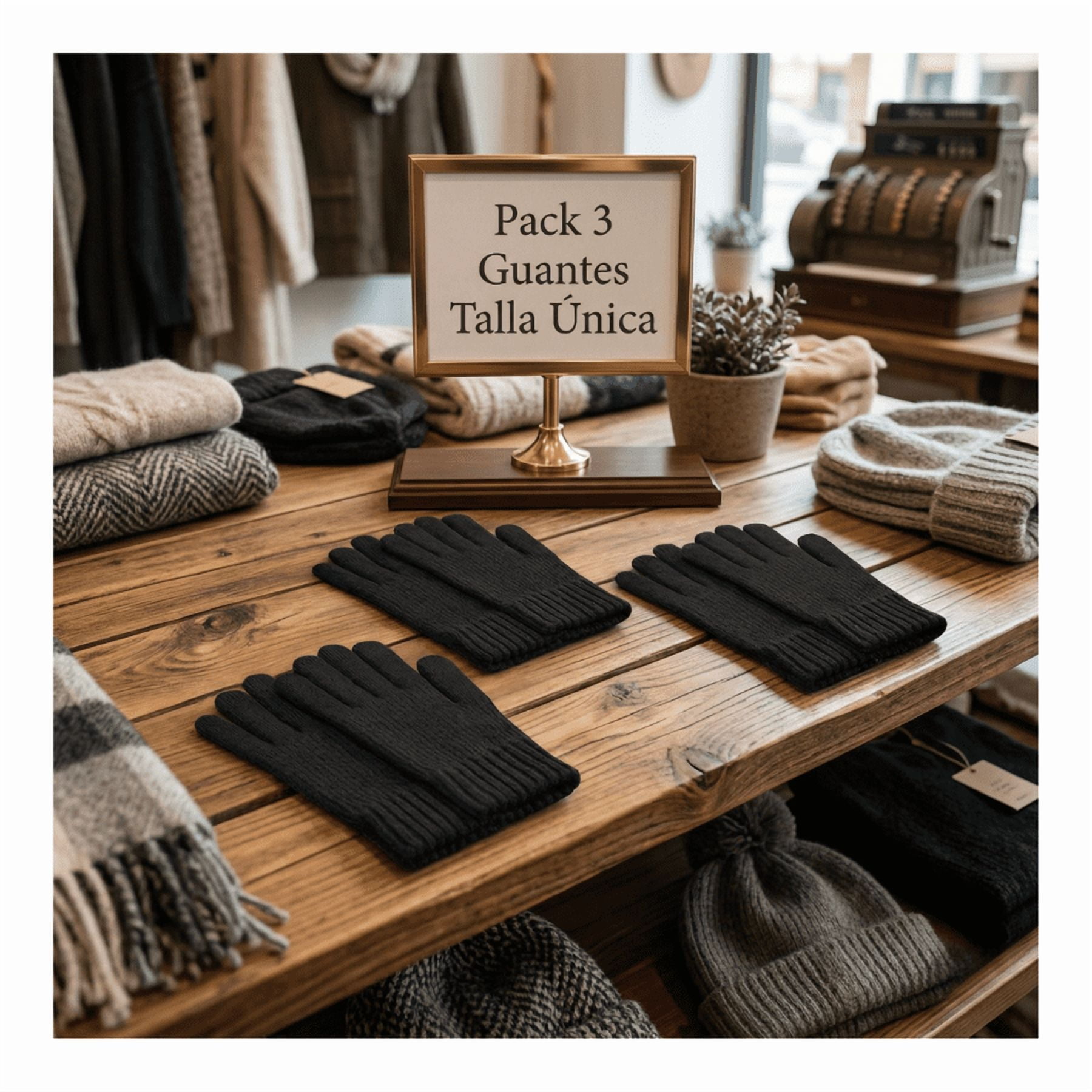 Genérico - Pack 3 Guantes De Lana Térmico Para El Frío Con Chiporro
