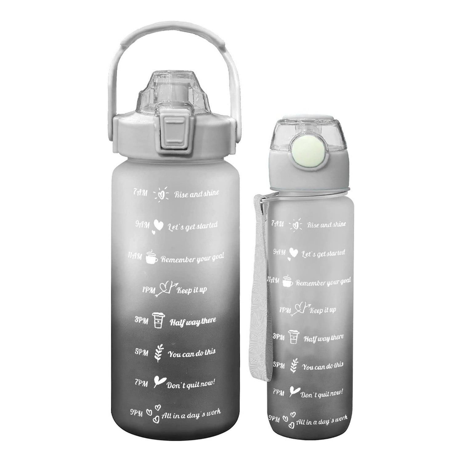 Genérico - Botellas De Agua Motivacionales 2l Y 900ml Gris Negro