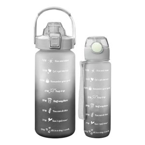 Genérico - Botellas De Agua Motivacionales 2L Y 900Ml Gris Negro