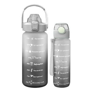 Genérico - Botellas De Agua Motivacionales 2L Y 900Ml Gris Negro