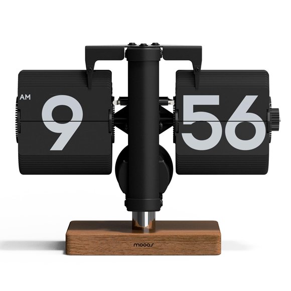 Reloj de escritorio retro analógico flip negro Mooas