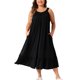 thumbnail image 1 of Agnes Orinda Women's Plus Size School College Camisón sin mangas con tirantes anchos y pliegues, camisón de dormir 1X Negro, 1 of 6