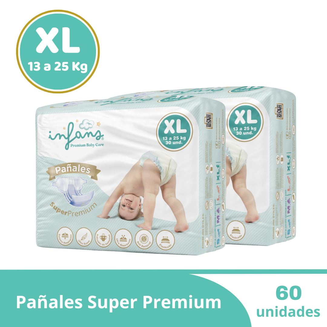 Pañal Desechable Super Premium Xl Infans 60 Und
