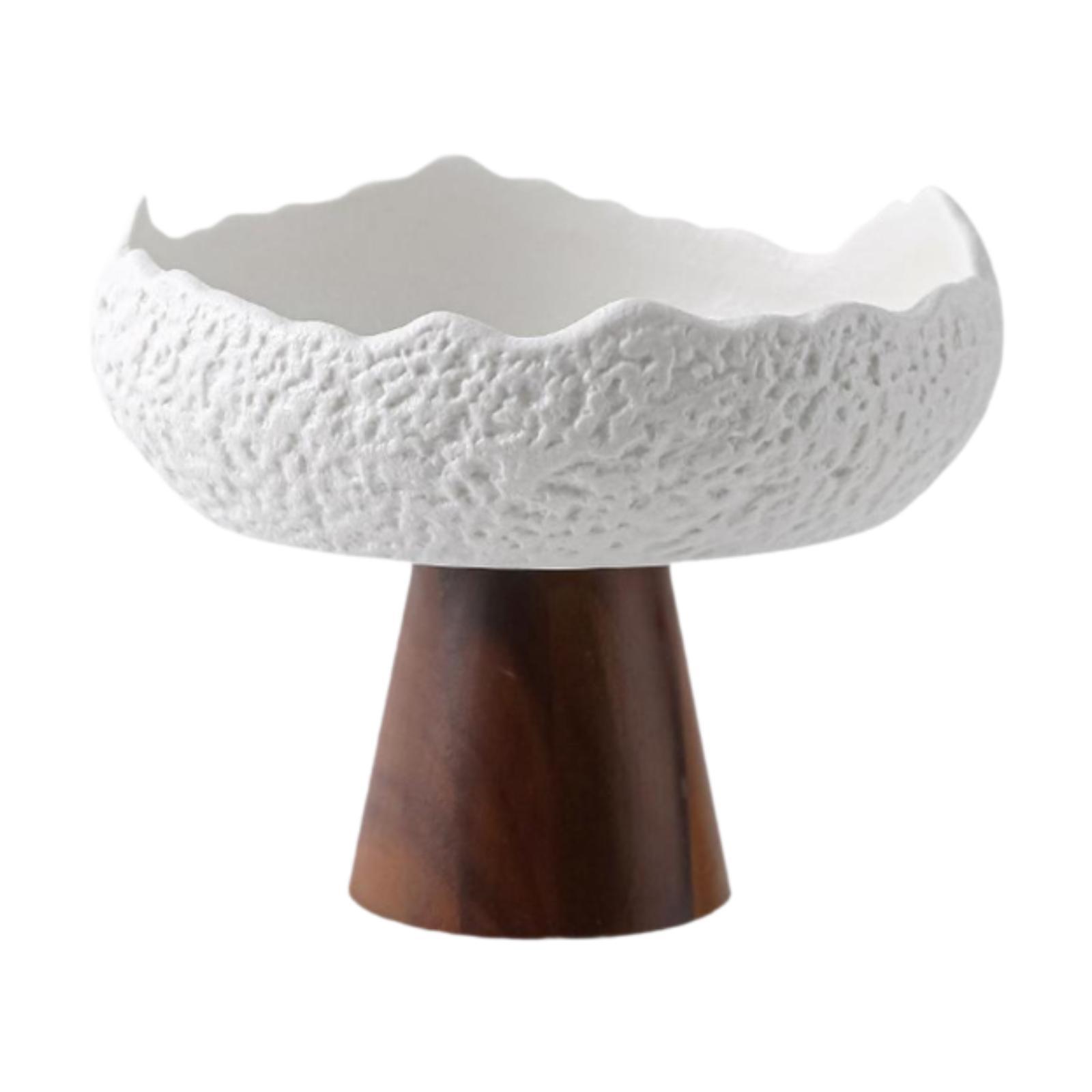 Magideal - Plato De Ensalada De Cerámica Servicio De Tazón Decoración De Múltiples Puestos De Aperitivo Base De Madera Para Desayuno De Restaurantes Casa De Boda Blanco