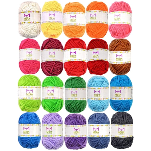 Ovejas de hilo acrílico Mira HandCrafts, 438 m, multicolor, 20 unidades