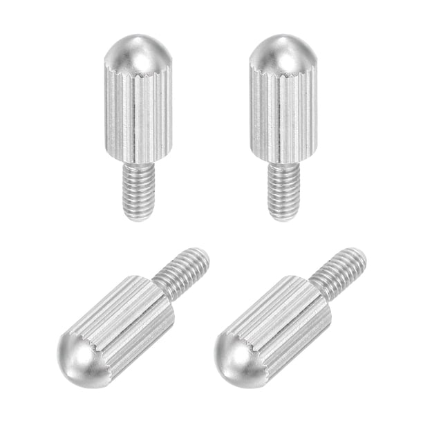 4 Piezas de Tornillos de Mariposa Pequeños Moleteados, M3 x 6mm Acero Inoxidable 304 Rosca Macho de Cabeza Plana Tornillos Moleteados (Plateado)