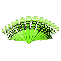 Magideal - Kit De 50 Piezas De Calibres De Varios Tamaños, Túneles De Tapones Cónicos De 1,6 14G-00G Para Mujeres Y Hombres, Expansor De Calibres, Est , Verde Fluorescente