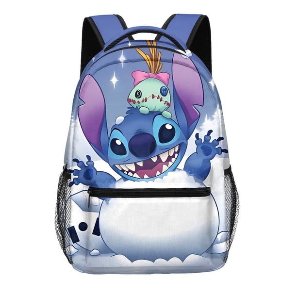MINISO Disneys Stitch Kawaii Backpack Anime Cartoon Style Adorable College Bag with Fun Zipper Detail Perfect Womens Daily Use