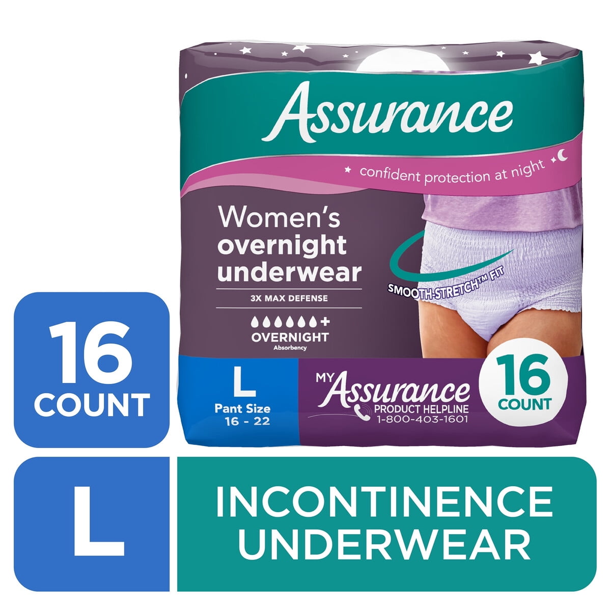 Ropa Interior Incontinencia Mujer Assurance Noche L 16 Unid