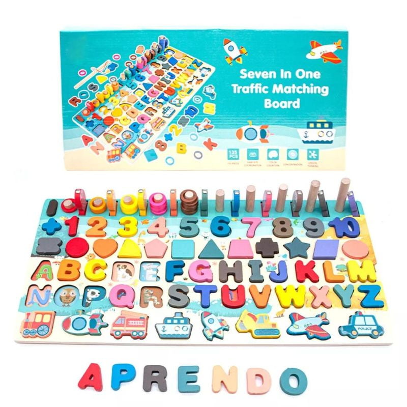 Leon Import - Tablero De Habilidades Aprendizaje 7 En 1 De Madera